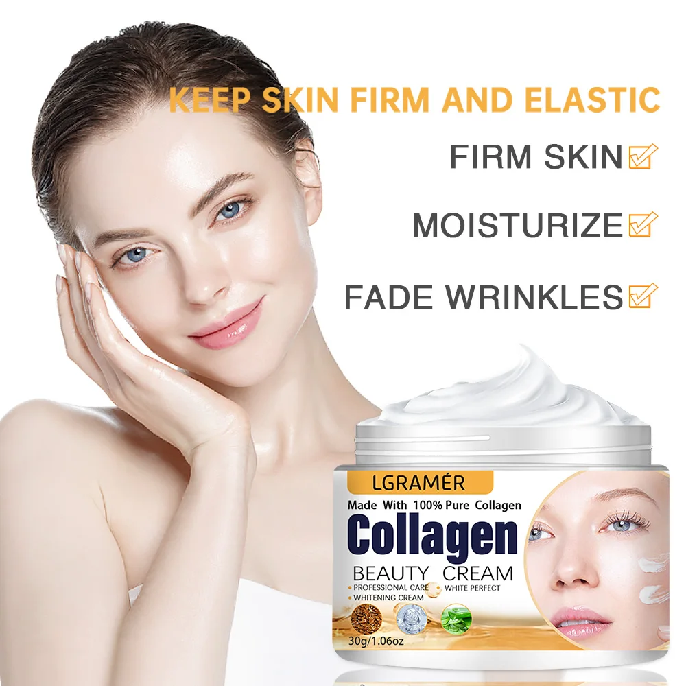 LGRAMER Collagen Cream Lightens Wrinkles, Moisturizes Skin, Makes Skin Firm and Elastic, Non-greasy and Non-sticky