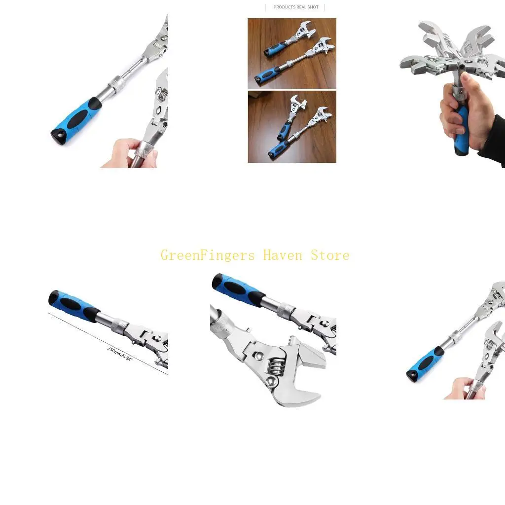 

F68D Прочный динамометрический ключ 5 в 1, 10-дюймовый регулируемый трещоточный ключ, складной универсальный гаечный ключ на 180