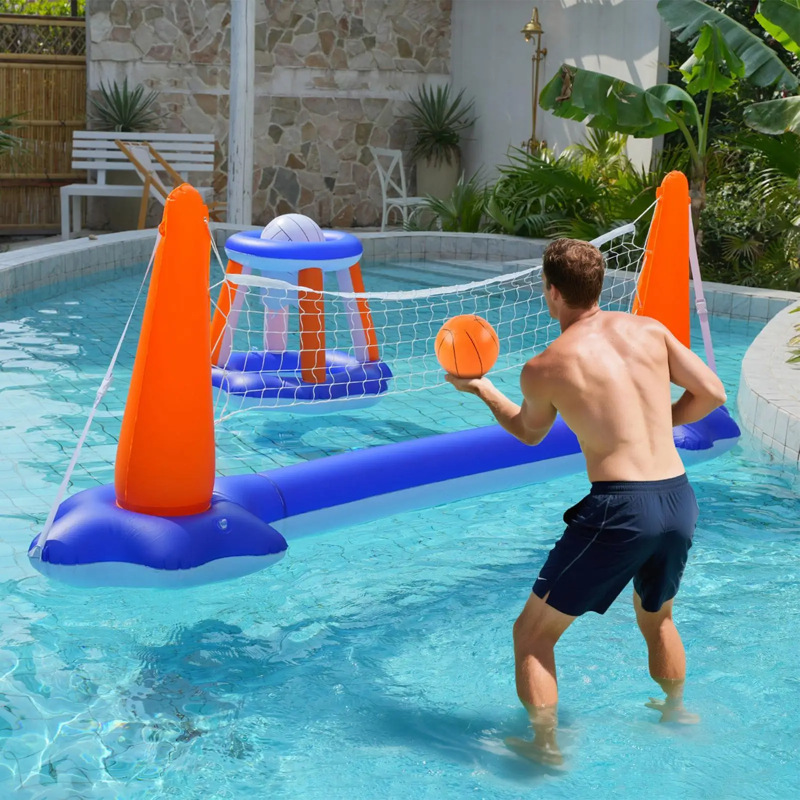 Piscina conjunto de vôlei jogos de piscina brinquedos ajustáveis engraçado flutuante bola ao ar livre brinquedos para entretenimento praia recreativa