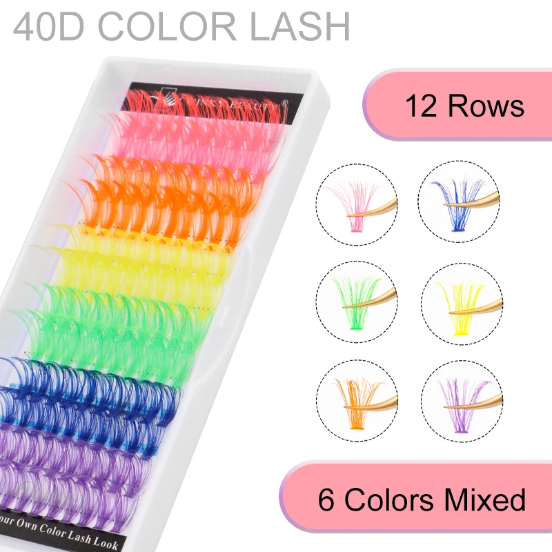 winky beauty Colorful 120pcs Cluster Lashes 40D Segmented Beam Natural D Curl Individual Mink Eyelashes Makeup Supplies at home