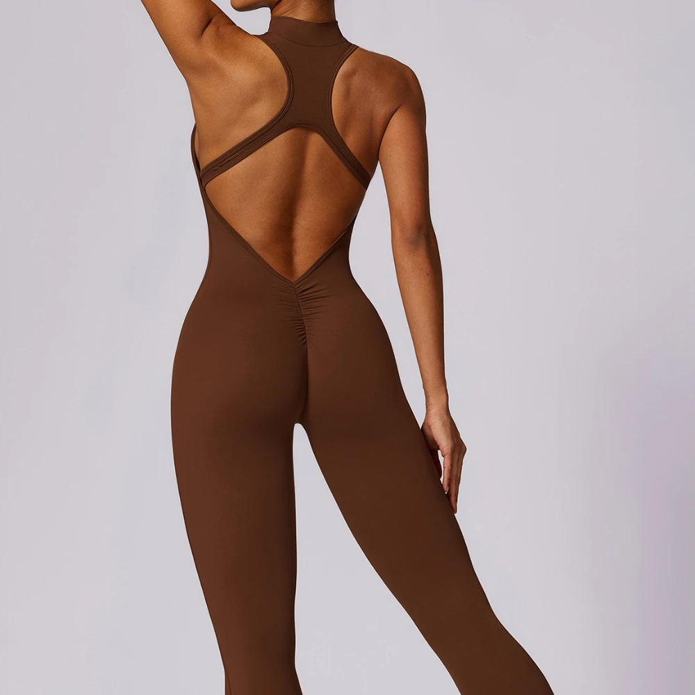 Sleeveless Zipper Yoga Jumpsuit Push Up Fitness Sports Overalls Women Gym One Piece Leggings Set Yoga Pilates Workout Clothes