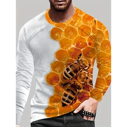 Funny Honeycomb Bee 3D Print T-Shirts Men Woman Casual Long Sleeve T Shirt Streetwear Harajuku Pullovers Tees Tops Kids Clothing