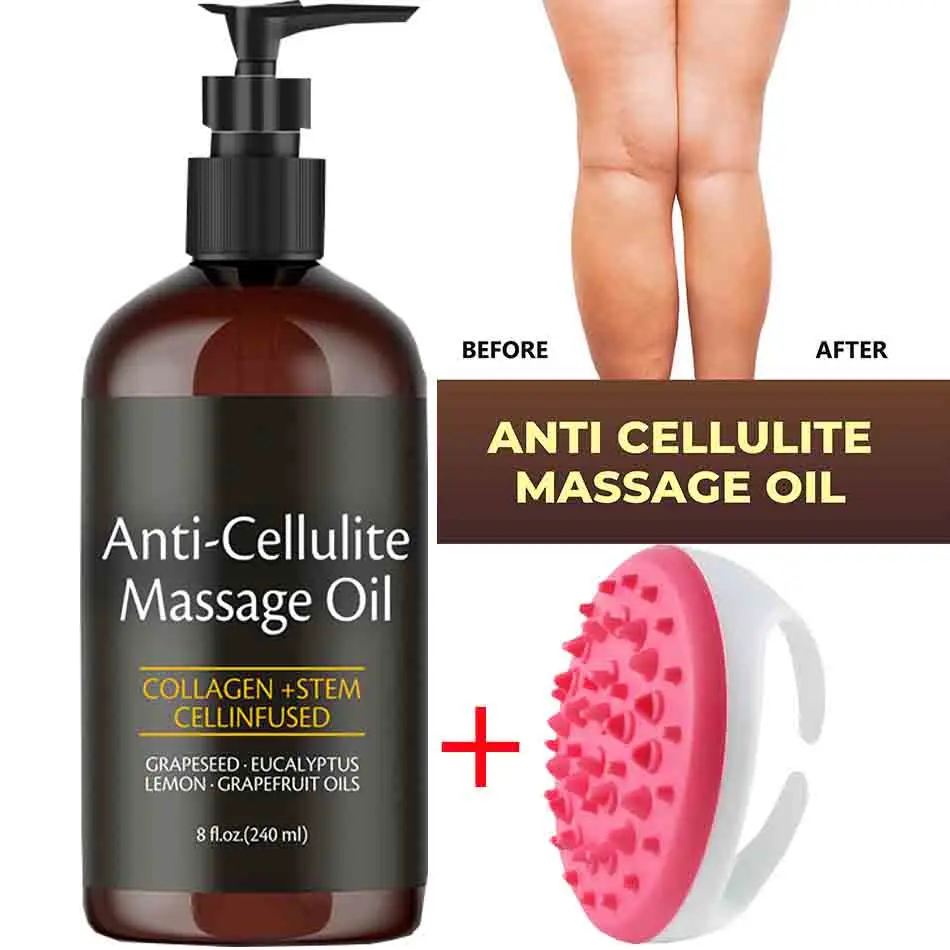 240ml Anti Cellulite Massage Oil Infused with Collagen and Stem Cell Skin Tightening Cellulite Moisturizing Body Essential Oil