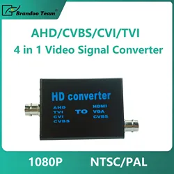 Convertisseur vidéo de signal analogique, TVI, AHD, CVI vers HDMI, VGA, CVBS, TV numérique 4 en 1, Full HD, 1080p pour la surveillance de sécurité, NTSC, PAL