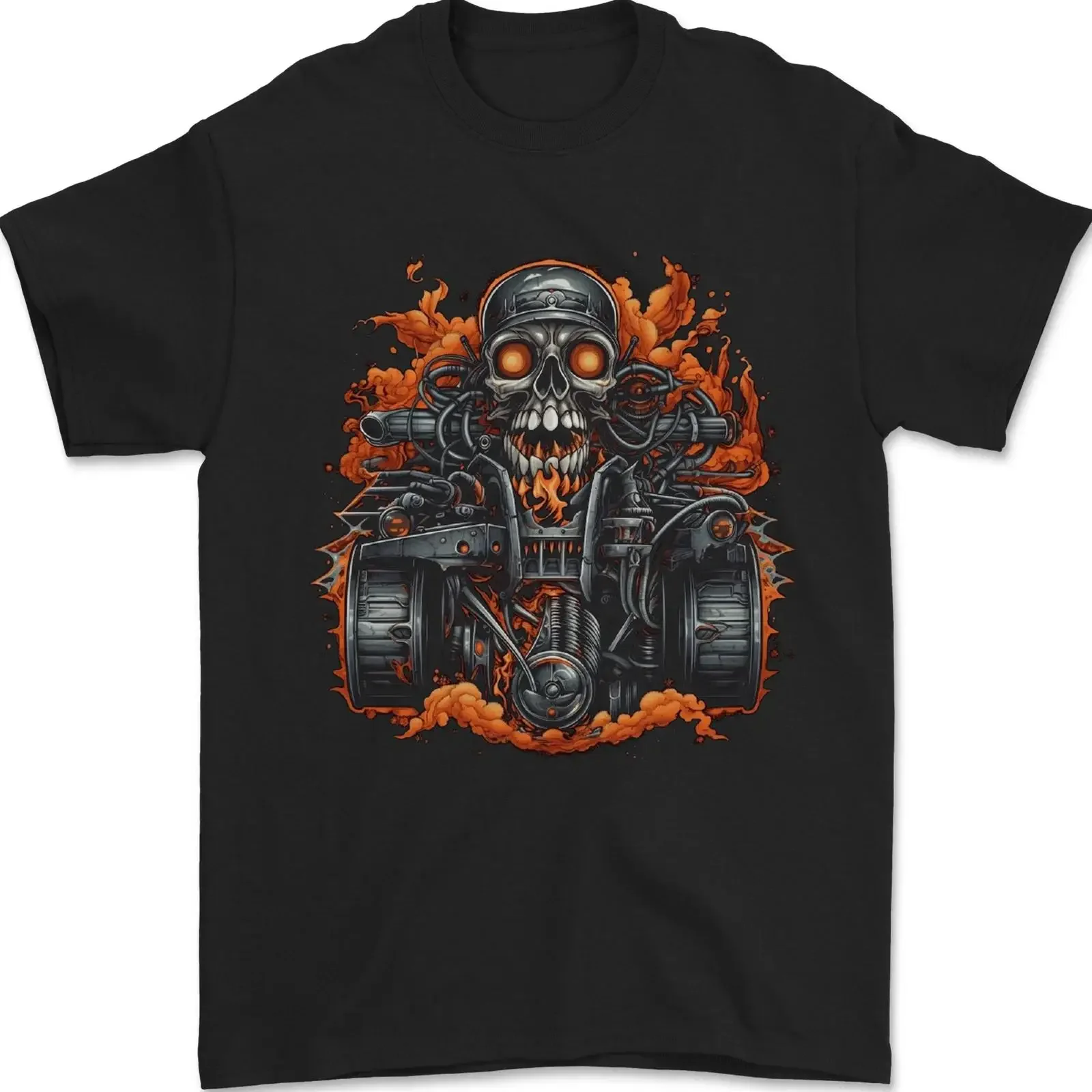Ein Skull Quad Bike Fahrer ATV Offroad Biker Herren T Shirt 100 Baumwolle vintage Washed Slightly homme Breathable Stylish