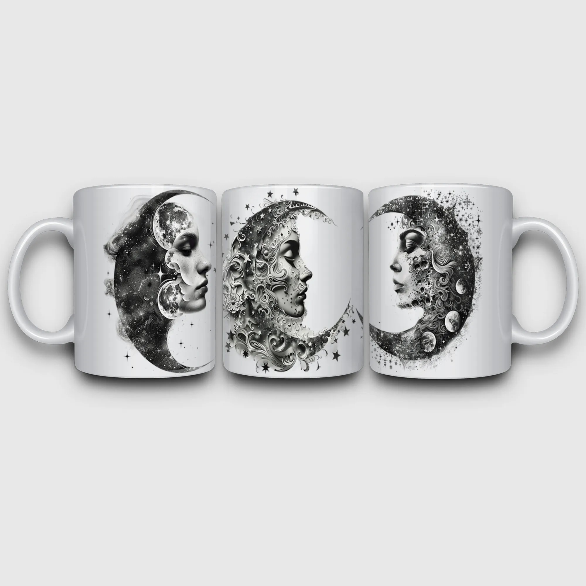 5 sheet Moon Witch UV DTF Cup Stickers, DTF Transfer Stickers, Waterproof Wipe-Off Transfer Paper for 16oz Glass, Mug, Crafts