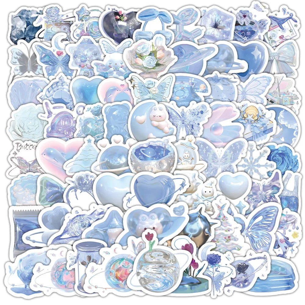 10/30/50/100PCS Ins Style Dream Blue Stickers Aesthetic Girls Cartoon Decals DIY Notebook Phone Luggage Laptop Graffiti Kids Toy