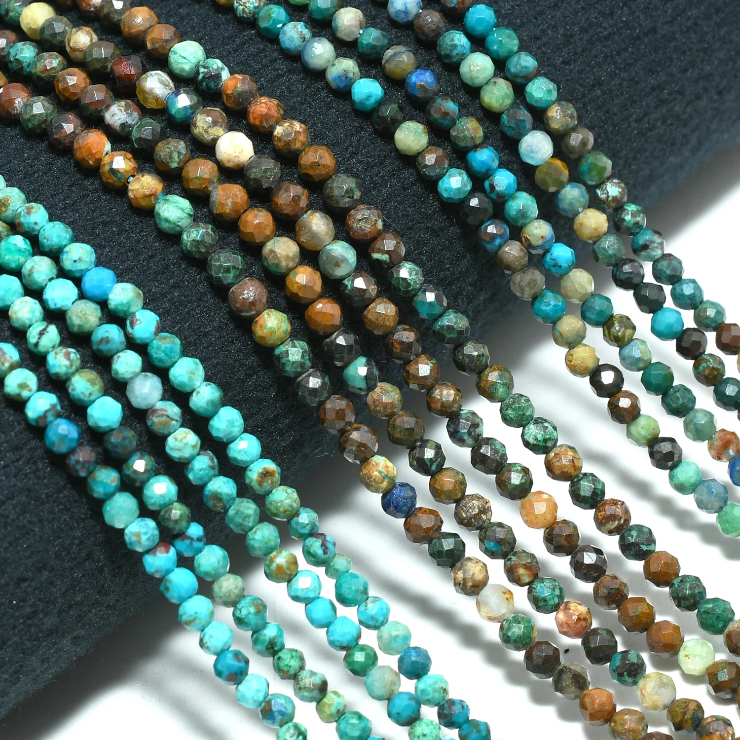 Natural Chrysocolla / Gem Silica Chrysocolla Faceted Round Beads 2.2mm-2.5mm