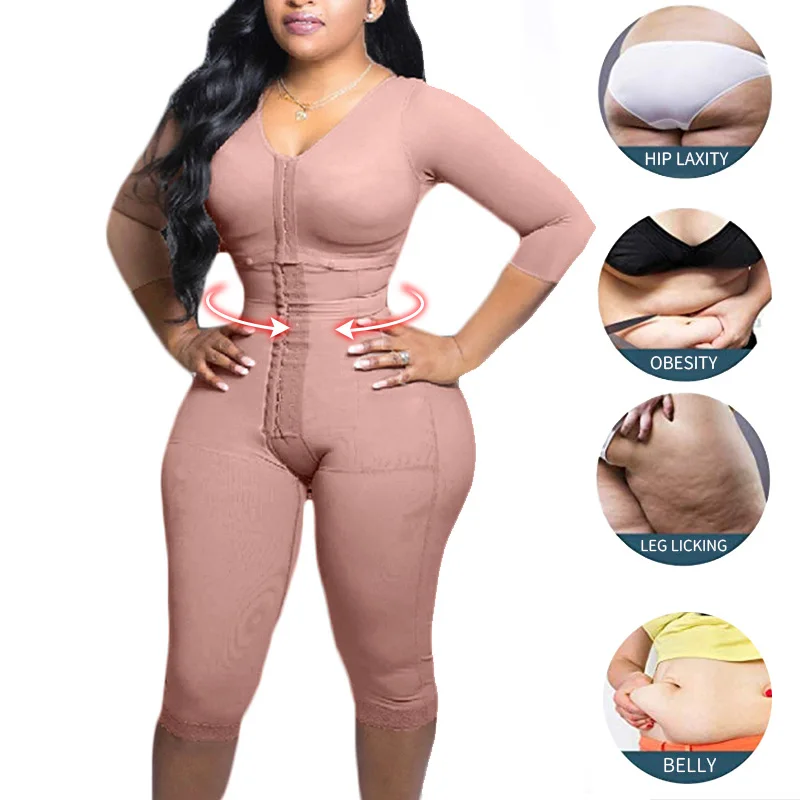 Fajas Colombianas Full Body Support Arm Compression Girdle Women\'s Shapewear With Built In Bra Corset Slimming Sheath Flat Belly