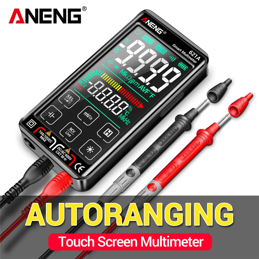 ANENG 621A Smart Digital Multimeter Touch Screen USB charging  9999 Counts True RMS Auto Range  Voltmeter temperature Test Meter