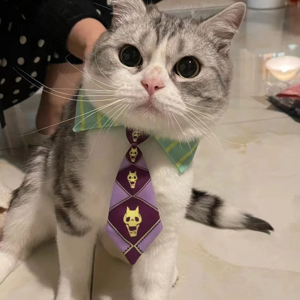 Anime JoJos Bizarre Adventure Pet Cat Tie Cosplay Dress Up Props Halloween Christmas Dress Up JoJos Bizarre Adventure Pet Tie