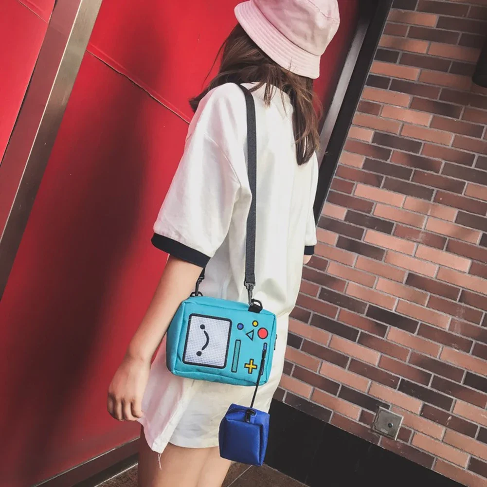 Cartoon Anime Adventure Time BMO Small Bags for Women Phone Purse Female Canvas Game Machine Shoulder Bag Funny Crossbody Bag