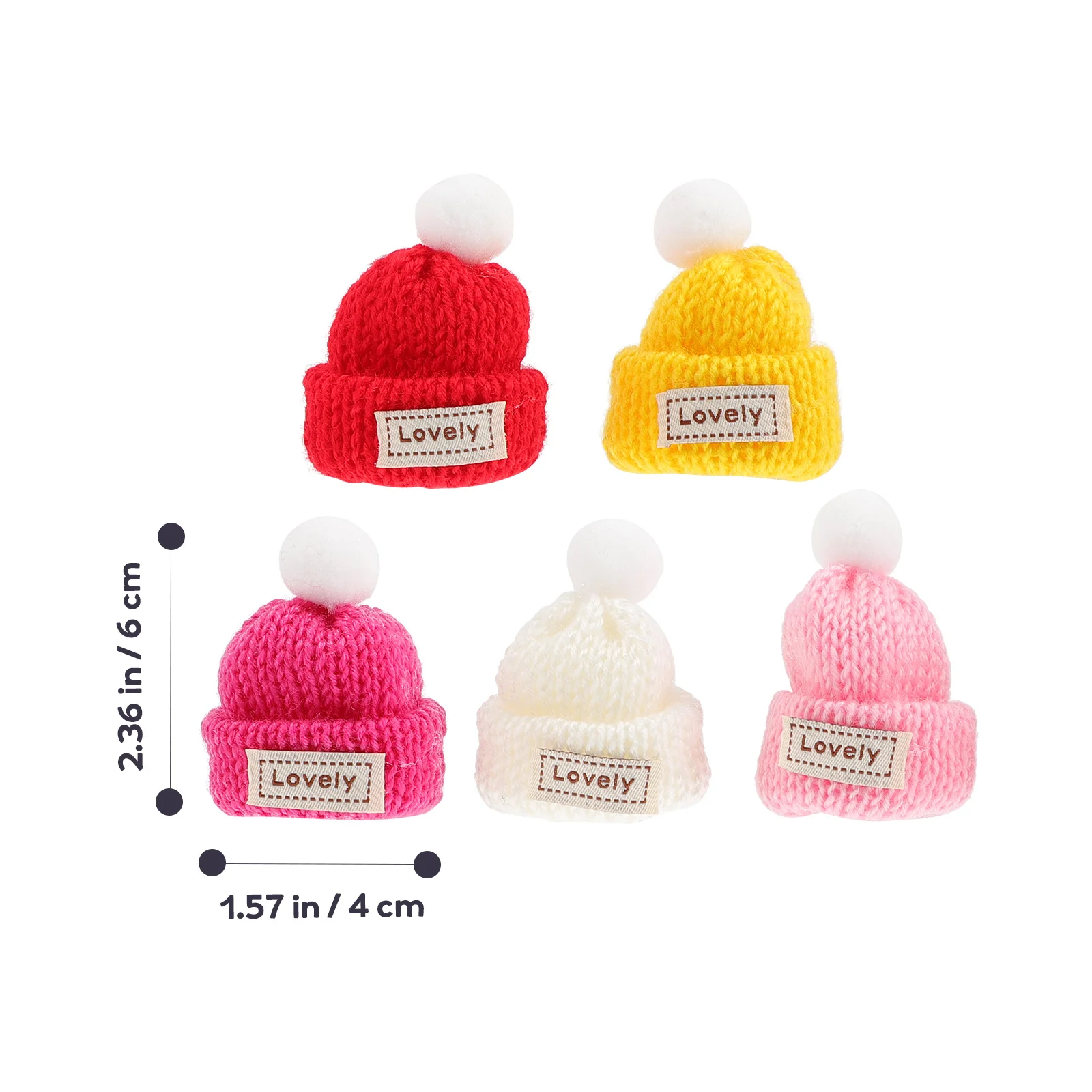 5 Peças de Mini Chapéus, Material DIY, Acessórios de Artesanato, Chapéus de Lã Tricotados, Ornamento de Árvore de Natal, Pequenos Chapéus para Decoração de Feriados e Presentes