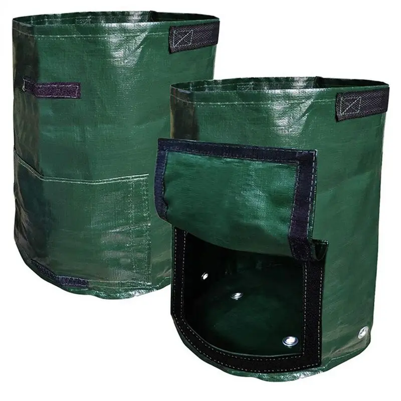 AC23-2 PCS PE Fabrics Gardening Thicken Pot Vegetables Planter Tub With Handles And Access Flap, A