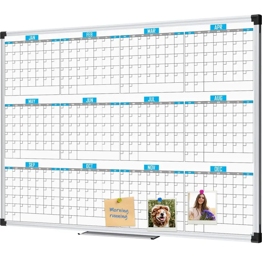 

Magnetic Calendar Whiteboard 48 x 36, 12 Months Calendar Dry Erase Board, Silver Aluminium Framed White Board Planner for Home S