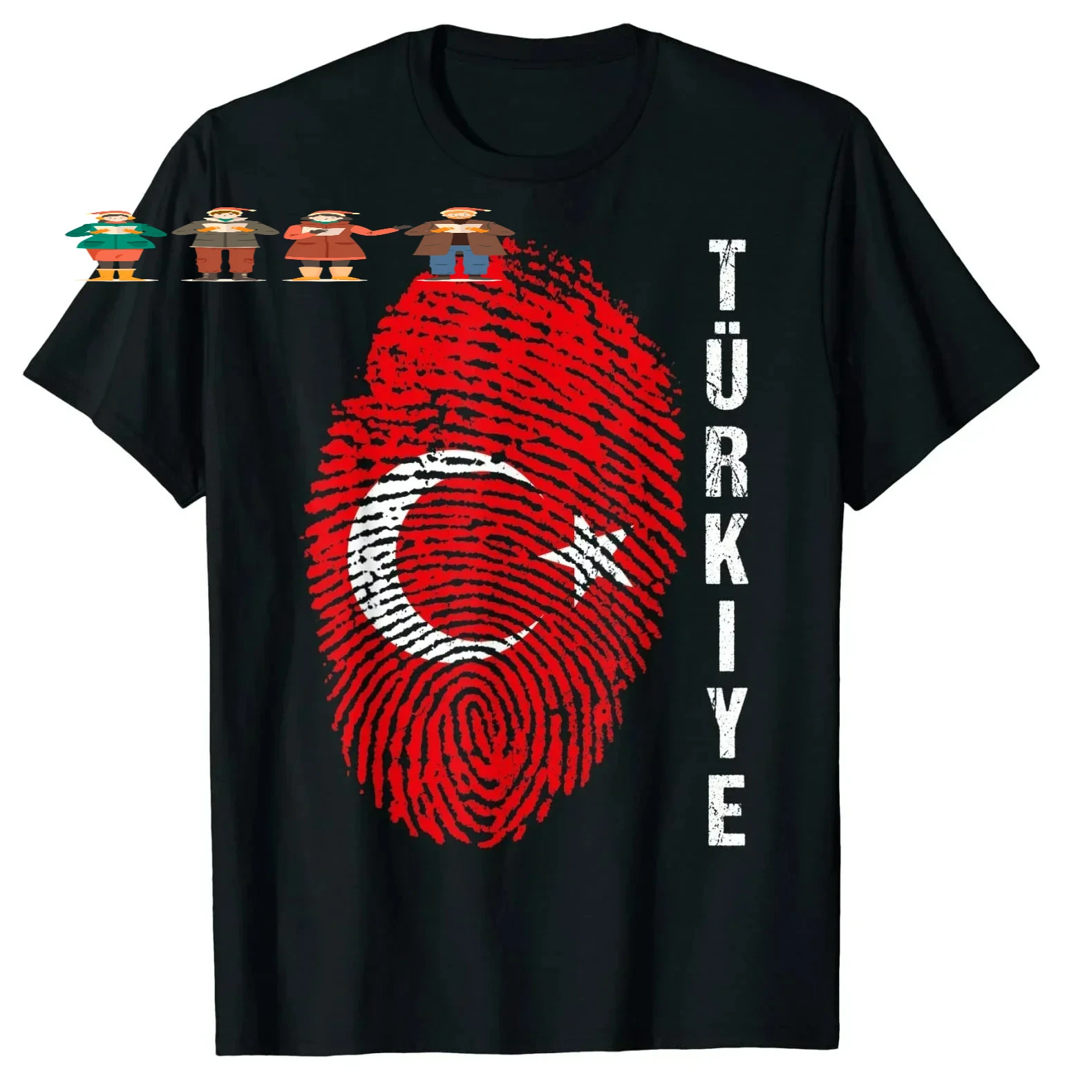 Turkey Vintage Turkiye Fingerprint Flag Patriotic Gift T Shirt. Short Sleeve 100% Cotton Casual T-shirts Loose Top Size S-3XL
