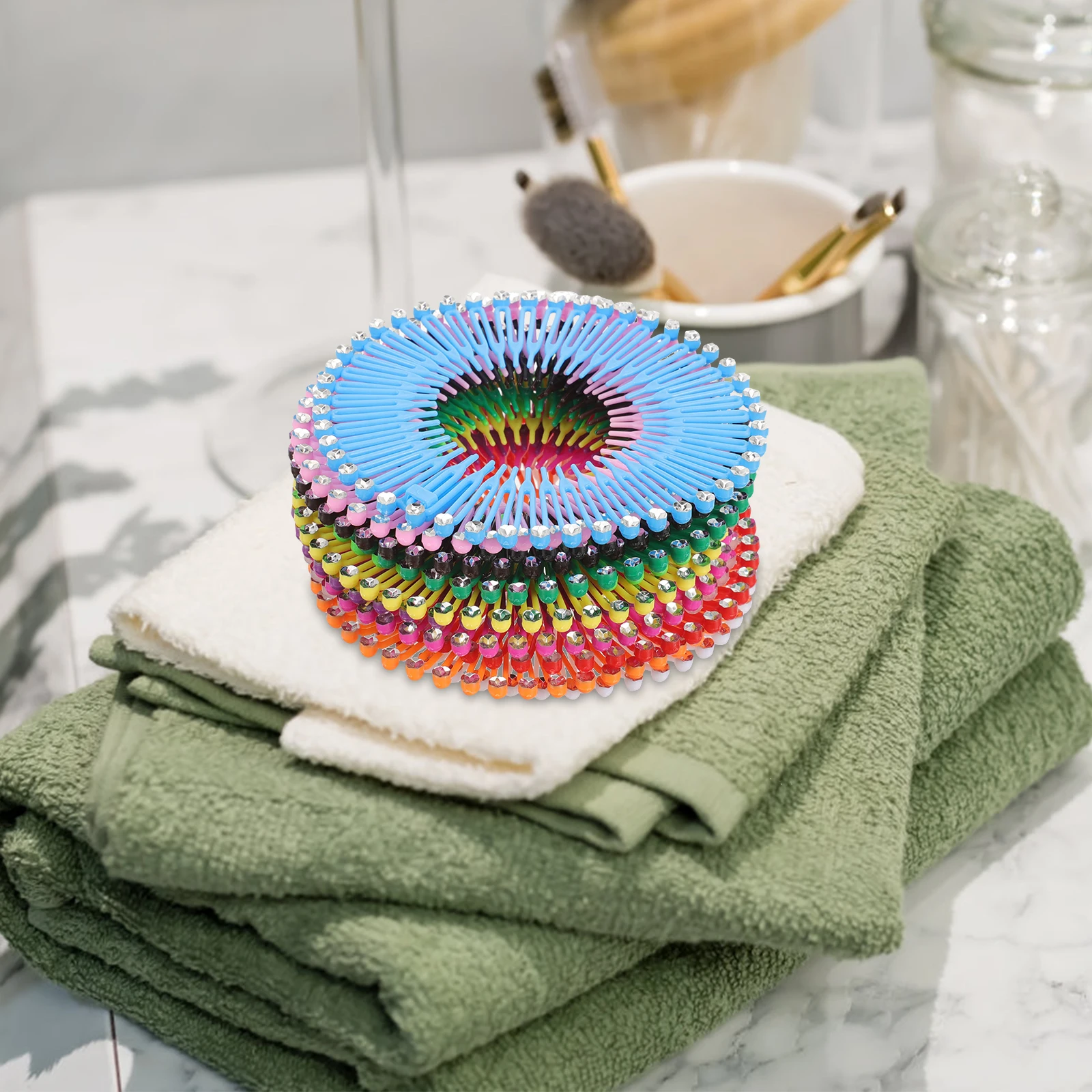 

13 Pcs Colored Diamond Comb Stretch Hair Combs Stretchy for Styling Circular Elastic