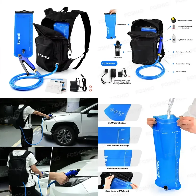 Foshio Portable Water Sprayer Backpack 3L/6L Car Window Tint Wash Pump High Pressure Power Water Pouch Combo