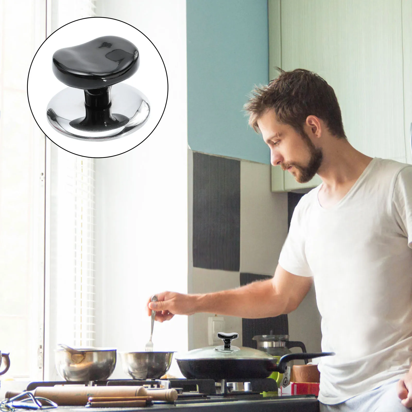 

2Pcs Stainless Steel Pot Lid Knobs Heat Resistant Universal Pan Cover Handles Anti Scald Kitchen Utensil Pan Lid Handle