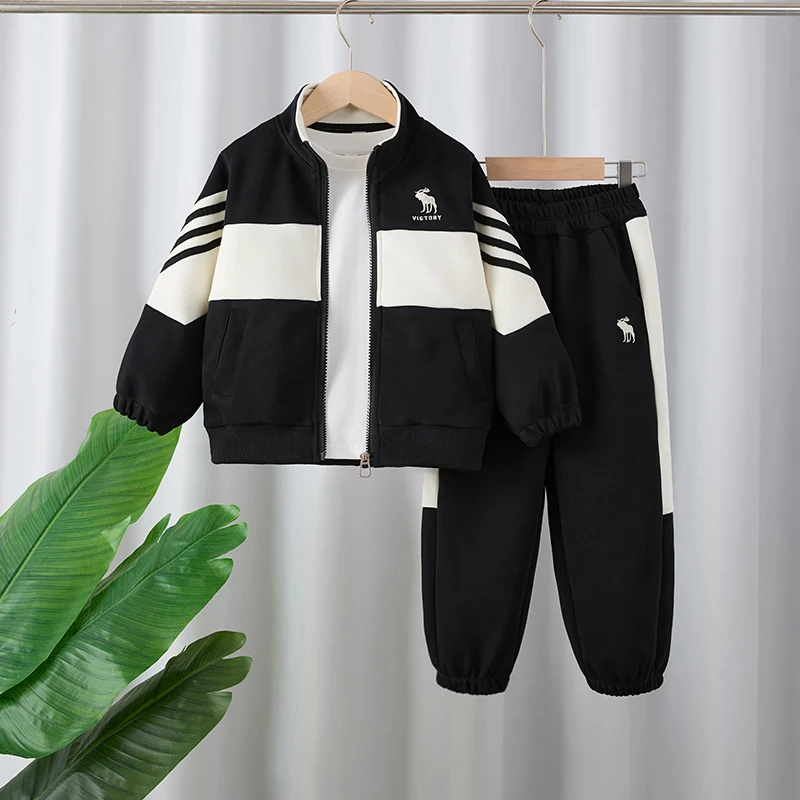 

Boys' Spring and Autumn Sports Suit, Children's 2025 New Trendy Autumn Outfit, Fashionable Boys' Two-Piece Set for Older Kids
