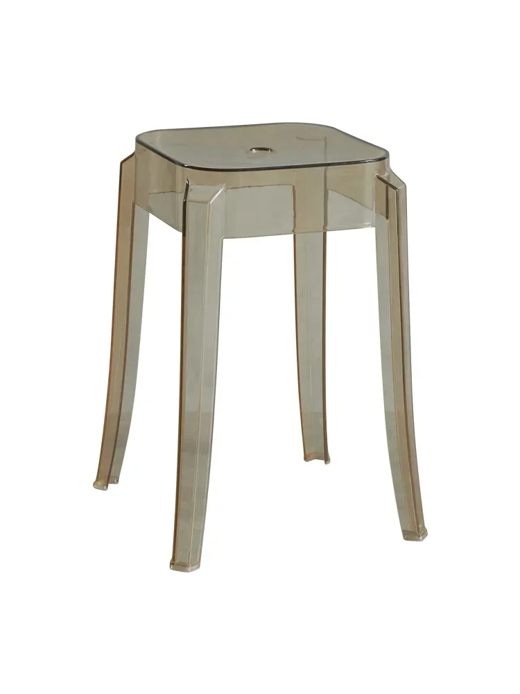 

Transparent plastic high stools can be stacked at home to thicken the dining room square bench Nordic acrylic crystal chair.