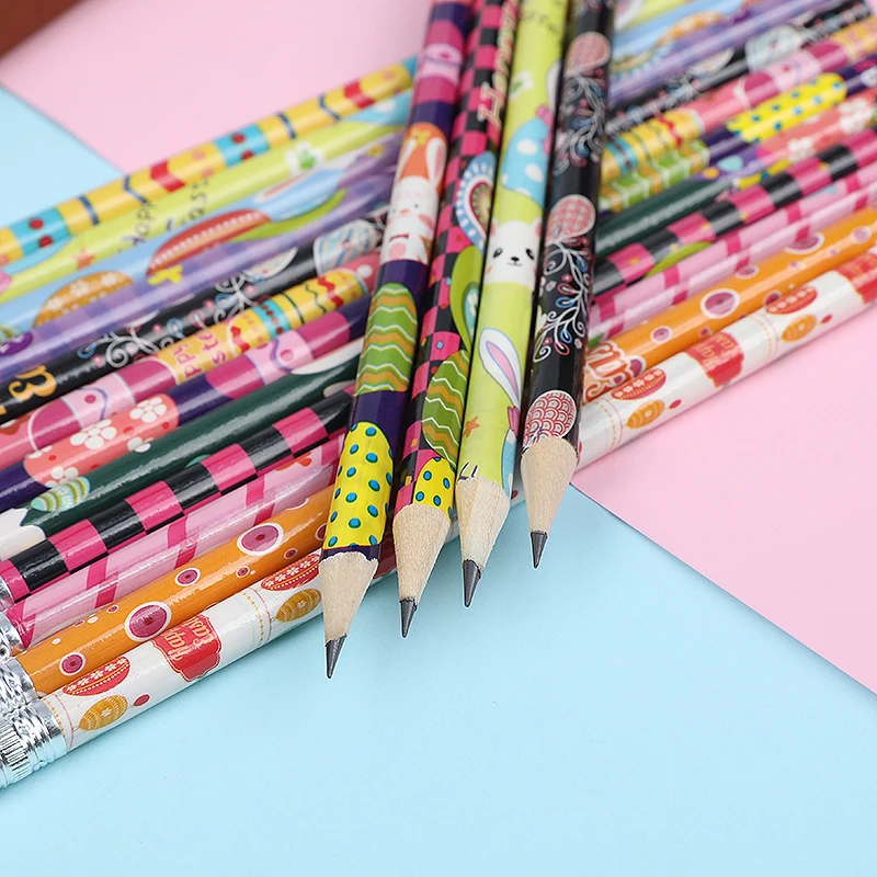 

12Pcs Easter Rabbit Egg HB Writing Pencils Kids Birthday Party Favors Gift Stationery Birthday Christmas Easter Party Pinata Bag