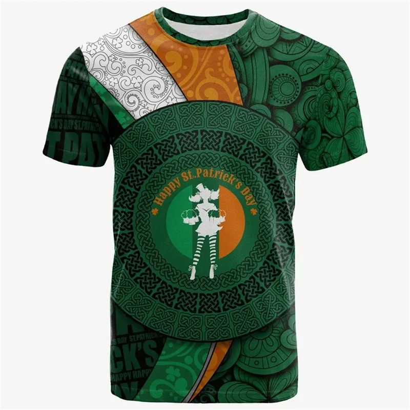 Ireland Shamrock Pattern T-Shirt 3D Printed T Shirt Men Women Clothing Casual Short Sleeve Tees O-Neck Pullover Tops Streetwear