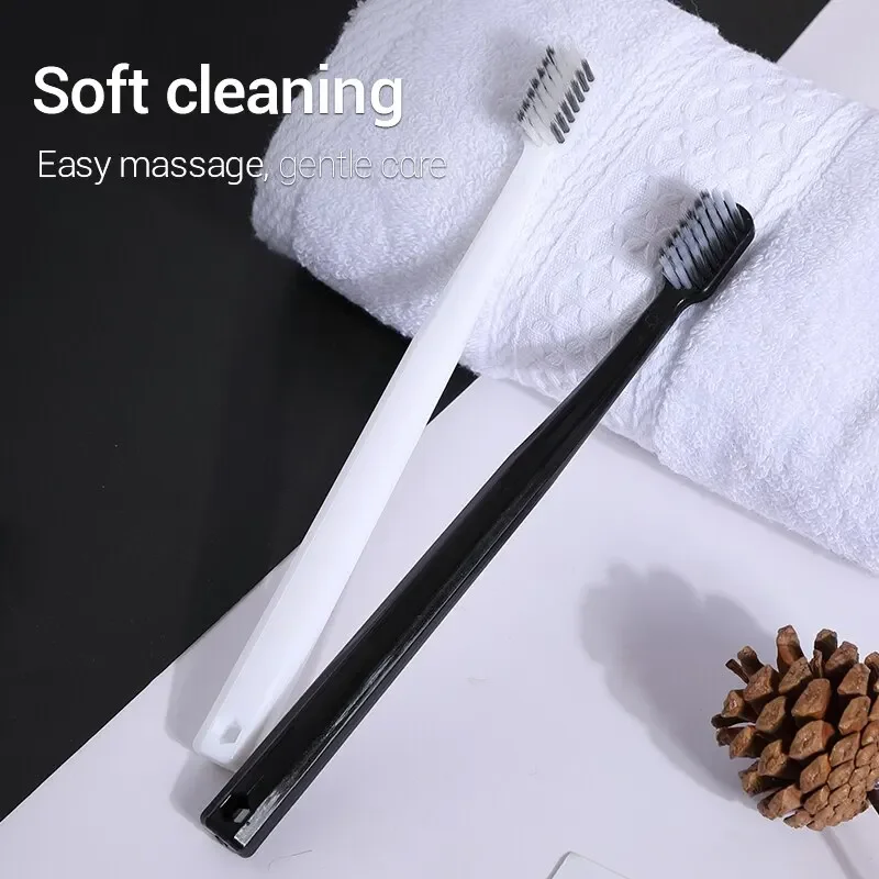 

Экологичные зубные щетки из бамбукового угля с мягкой щетиной, черно-белый набор для взрослых, набор для ухода за зубной гигиеной для мужчин и женщин