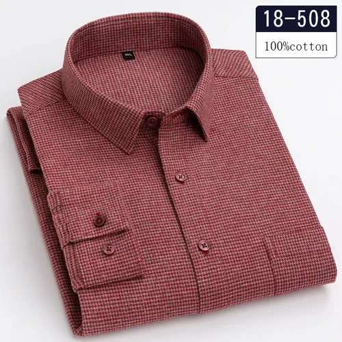 Camisas completas de pata de gallo 100% algodón de alta calidad de lujo para hombres, camisa informal ajustada, ropa de diseñador suave a cuadros de manga larga