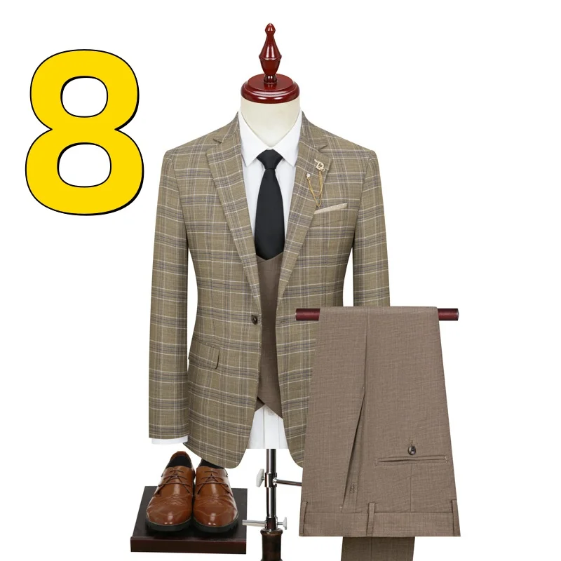 M8132  Three piece suit groom wedding suit men summer breathable