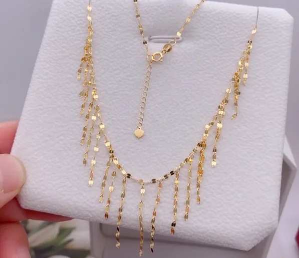 18karat necklaces for women wedding jewelry tassels necklace 41+3cm party chains au750 jewelry