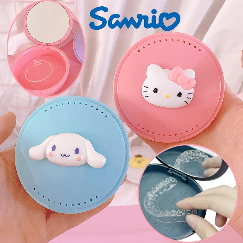 Sanrio Hello Kitty Denture Box Tray Case Braces Orthodontic Case Dental Retainer Mouth Guard Container Travel False Denture Box