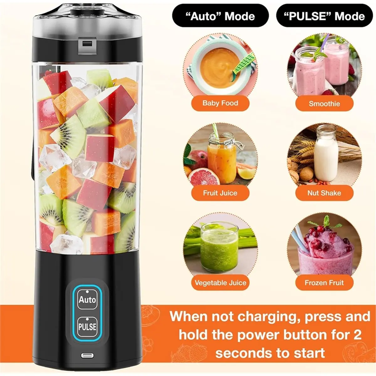 [Vend for]Portable Blender Smoothie Maker to Go, 700ml Mini Stand Mixer, Wireless Battery Mixer for Smoothies & Protein Shakes