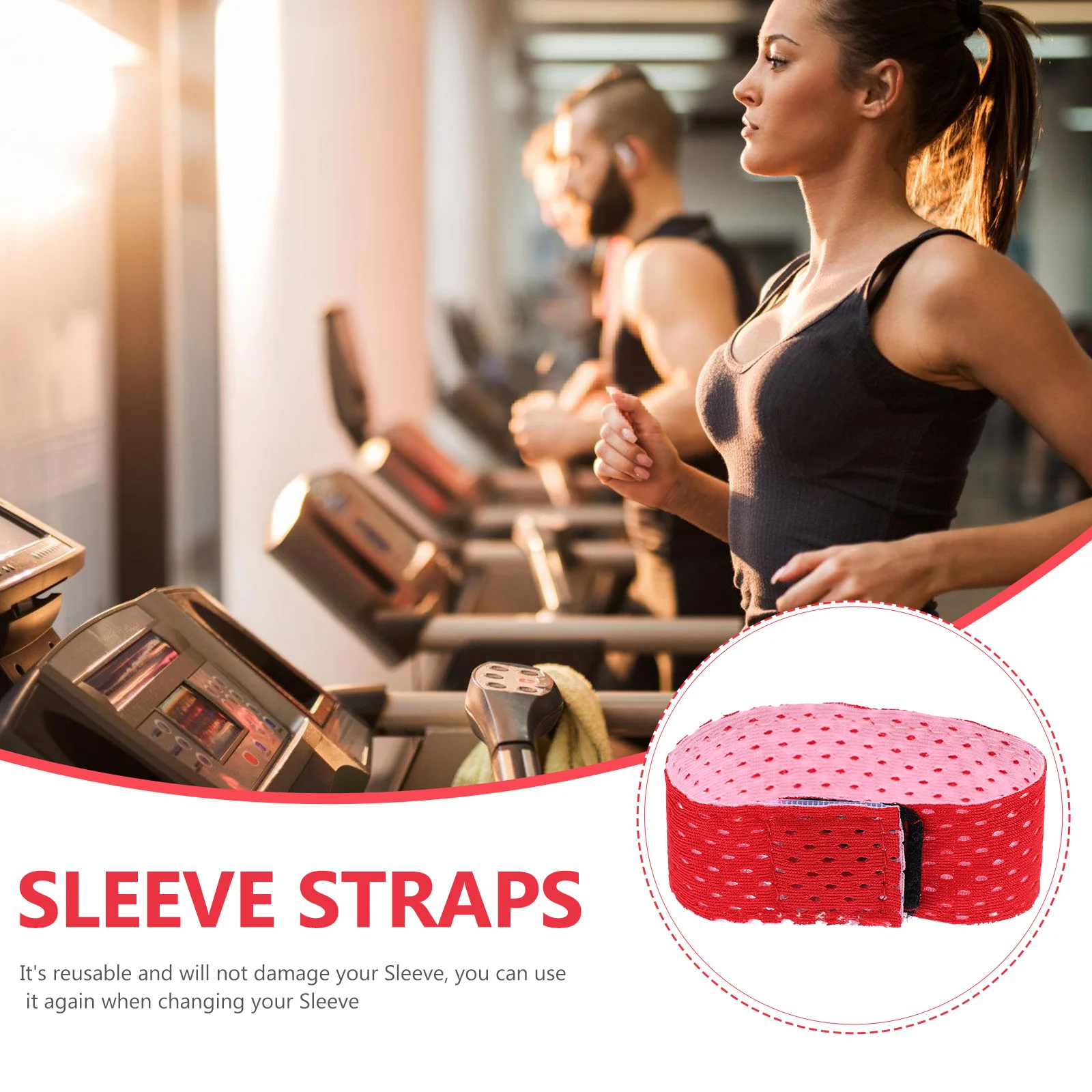 

6Pcs Sports Sleeve Straps with Tape Non-Slip Reusable Elastic Bands for Shirts Adjustable Arm Cuffs for Women Men Athletic