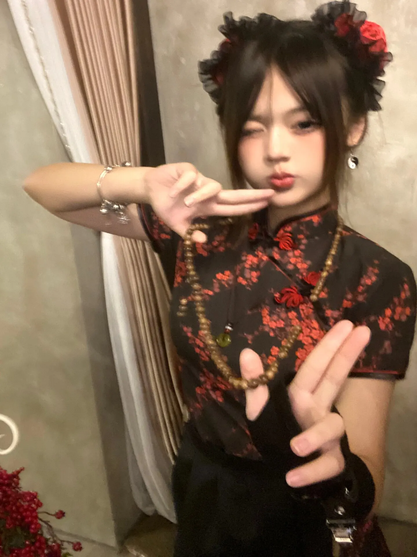 فستان تشيونغسام صيني، زي تنكري للهالوين وعيد الميلاد، زي خادمة ناعم للفتيات، زي يومي بأكمام قصيرة من مواد أخرى