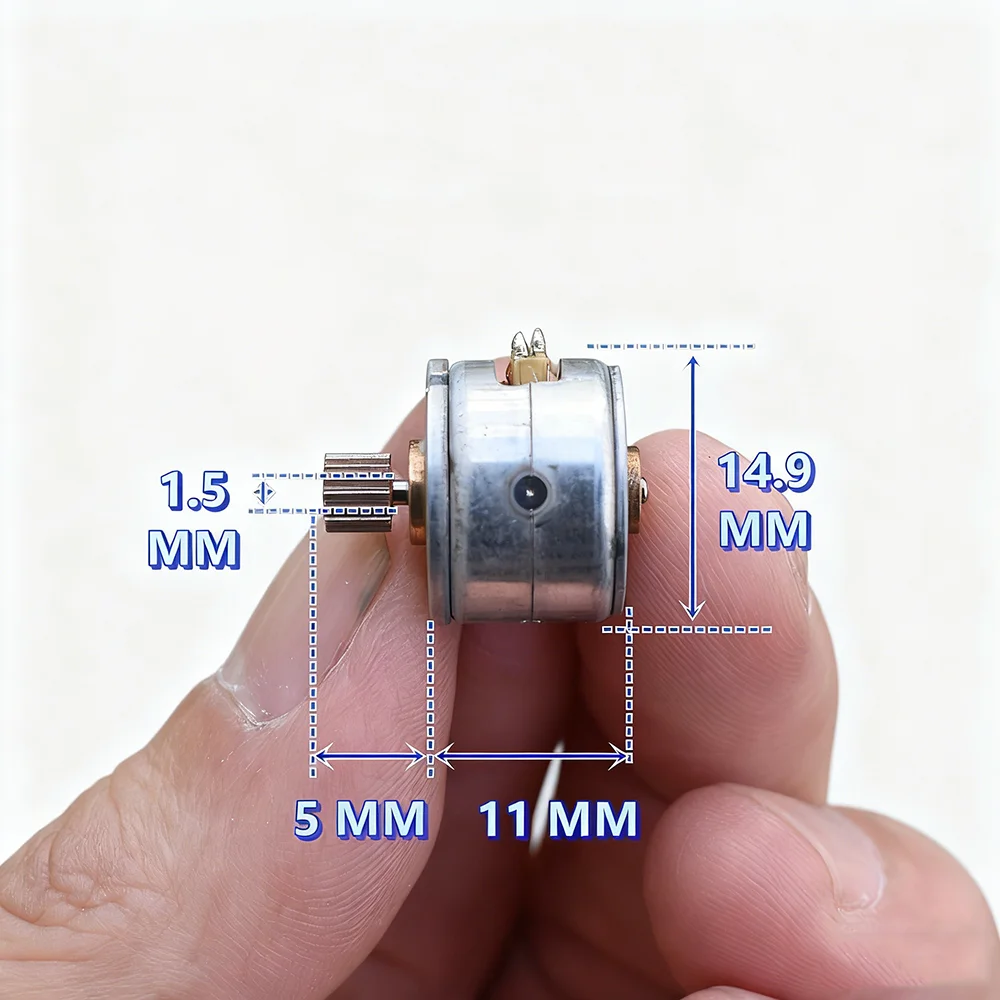 DC 5V Mini 15mm Diameter 2-phase 4-wire Stepper Stepping Motor with 0.25 Modulus 16T Metal Gear 18 Degree  9.3 Ohms
