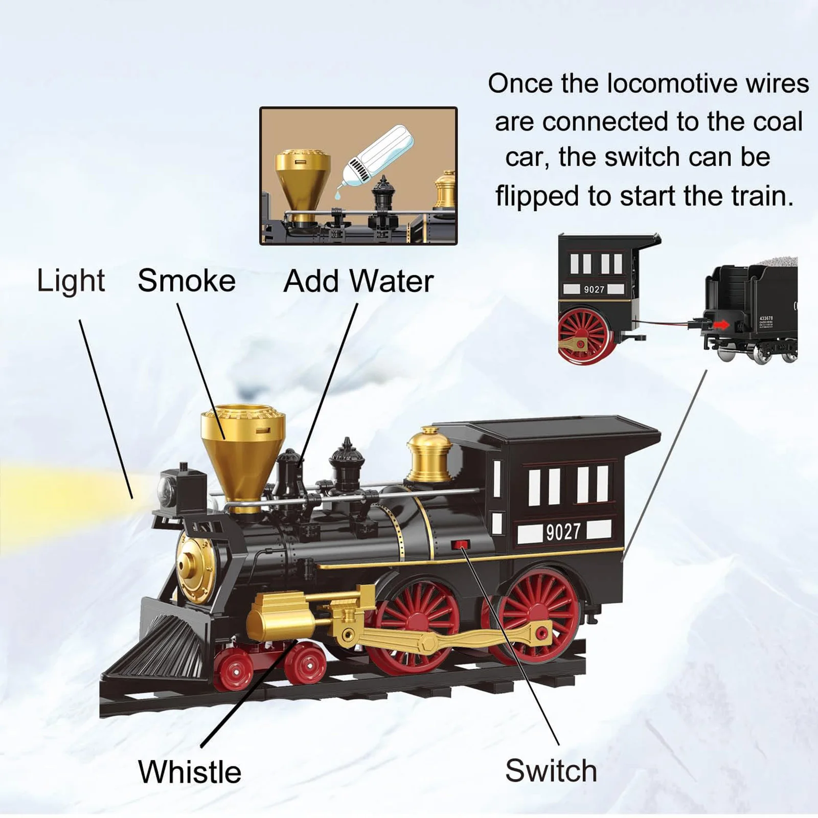 Remote Control Retro Train Set RC Train Toys Steam Electric Stepless Speed Control Remote Smoking Train Children's Toys  Gifts