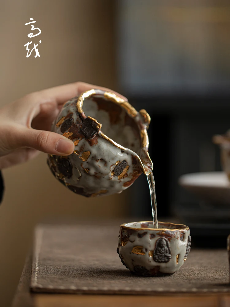 Dunhuang Buddhist Cave Justice Cup Весь чайный сервиз ручной работы Gaoyue Shino грубая керамика мужская чашка не горячая, даже открытие чашки банка