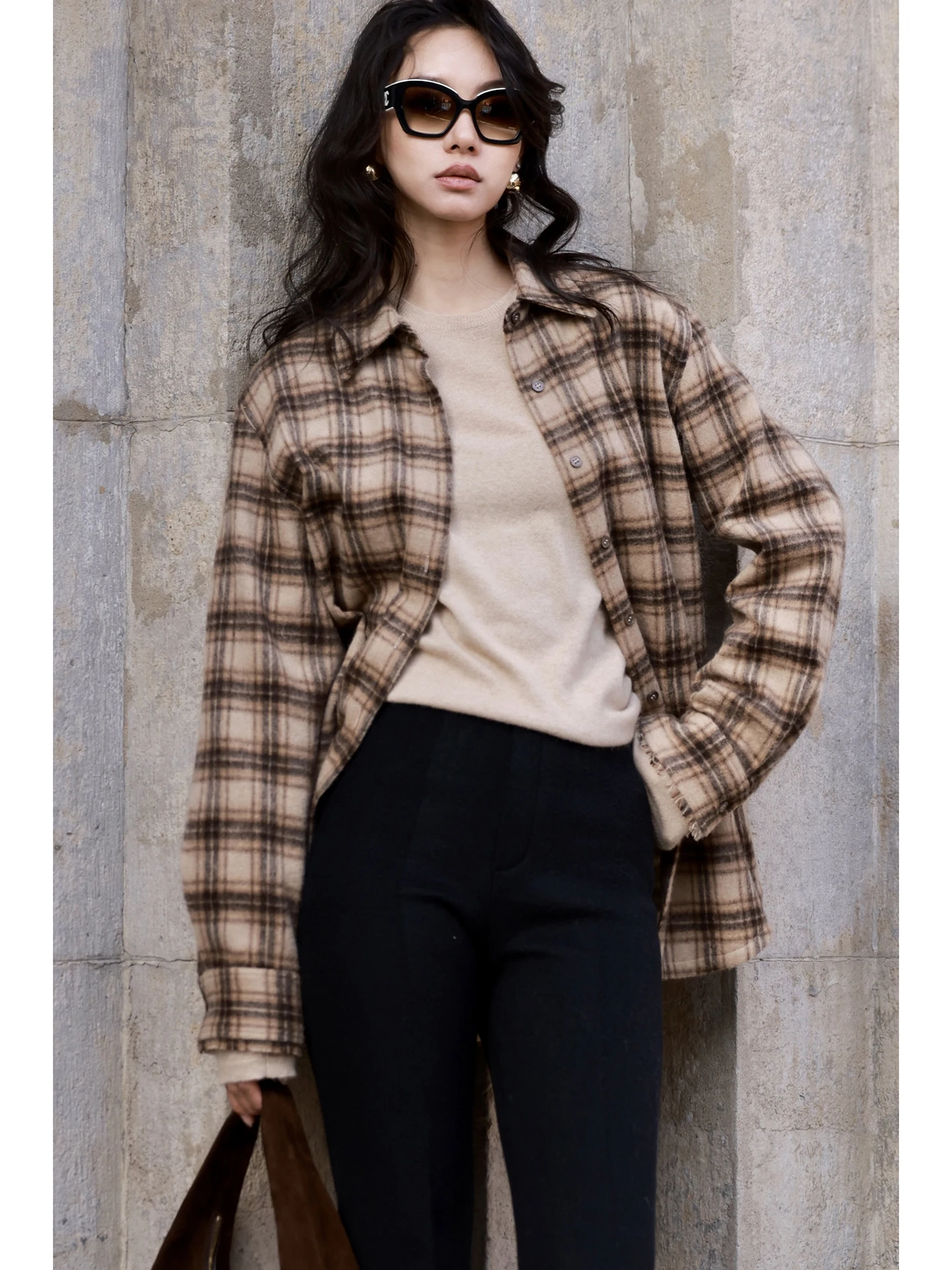 

Оригинальное зимнее теплое хлопковое платье FANNIU оверсайз из шерсти с бахромой и свободным подолом, в стиле ретро, с клетчатым узором, повседневное