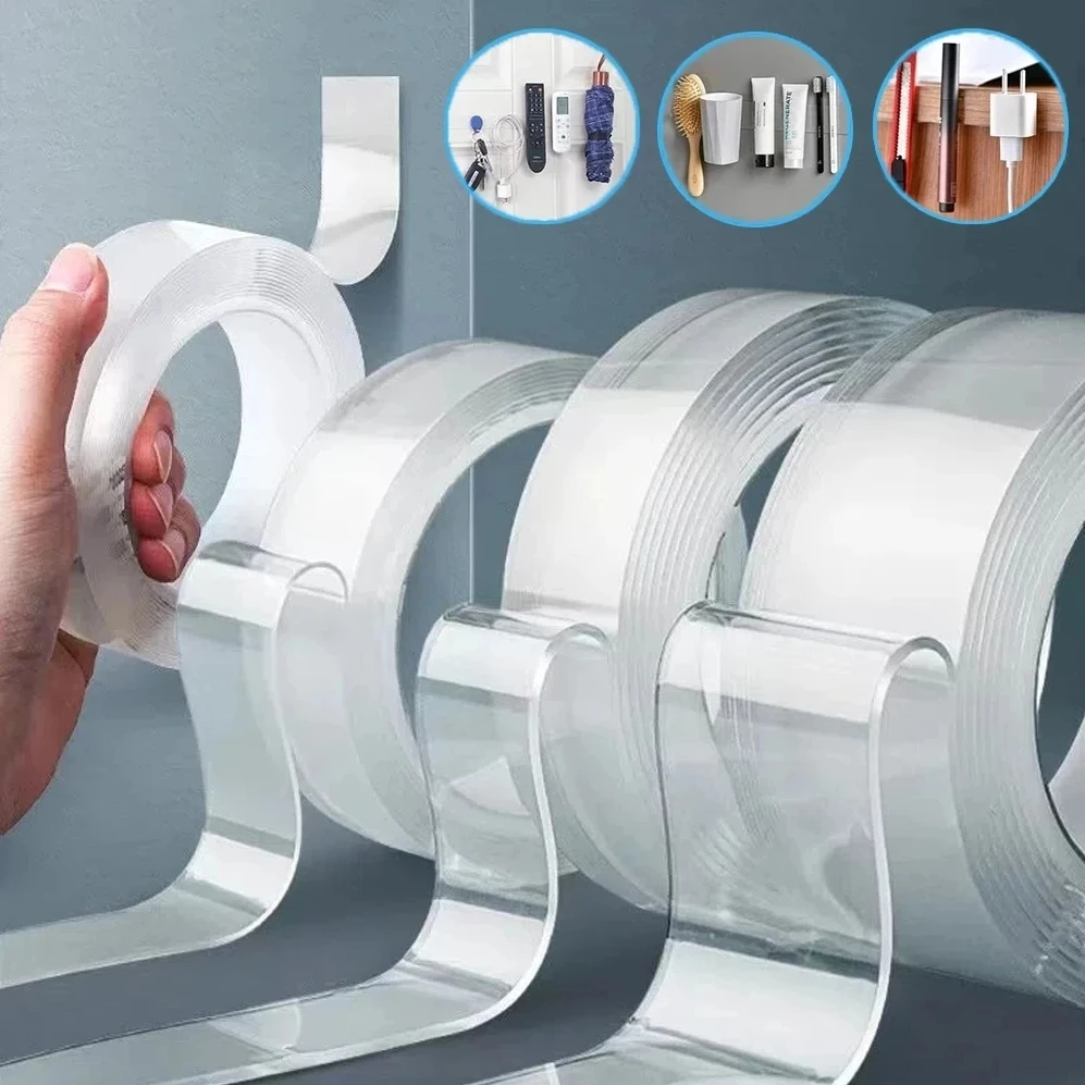 Kitchen Transparent Double Sided Tape Bathroom Waterproof Reusable Self Adhesive Nano Tapes Home Decoration Washable Super Tapes