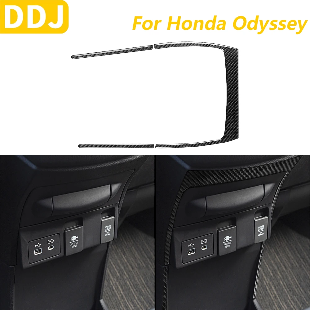 

For Honda Odyssey 2018-2025 Carbon Fiber Central Control Radio CD USB Power Outlet Frame Panel Car Accessories Interior Sticker