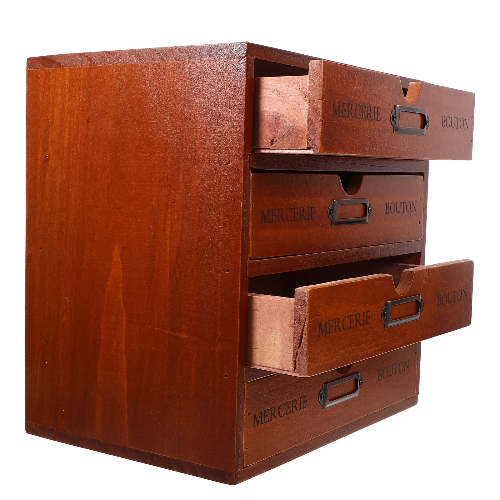 4-Tier Wooden Desktop Organizer for Makeup Cosmetics Jewelry Stationery Sundries Retro Vintage Style Dressing Table Office Desk