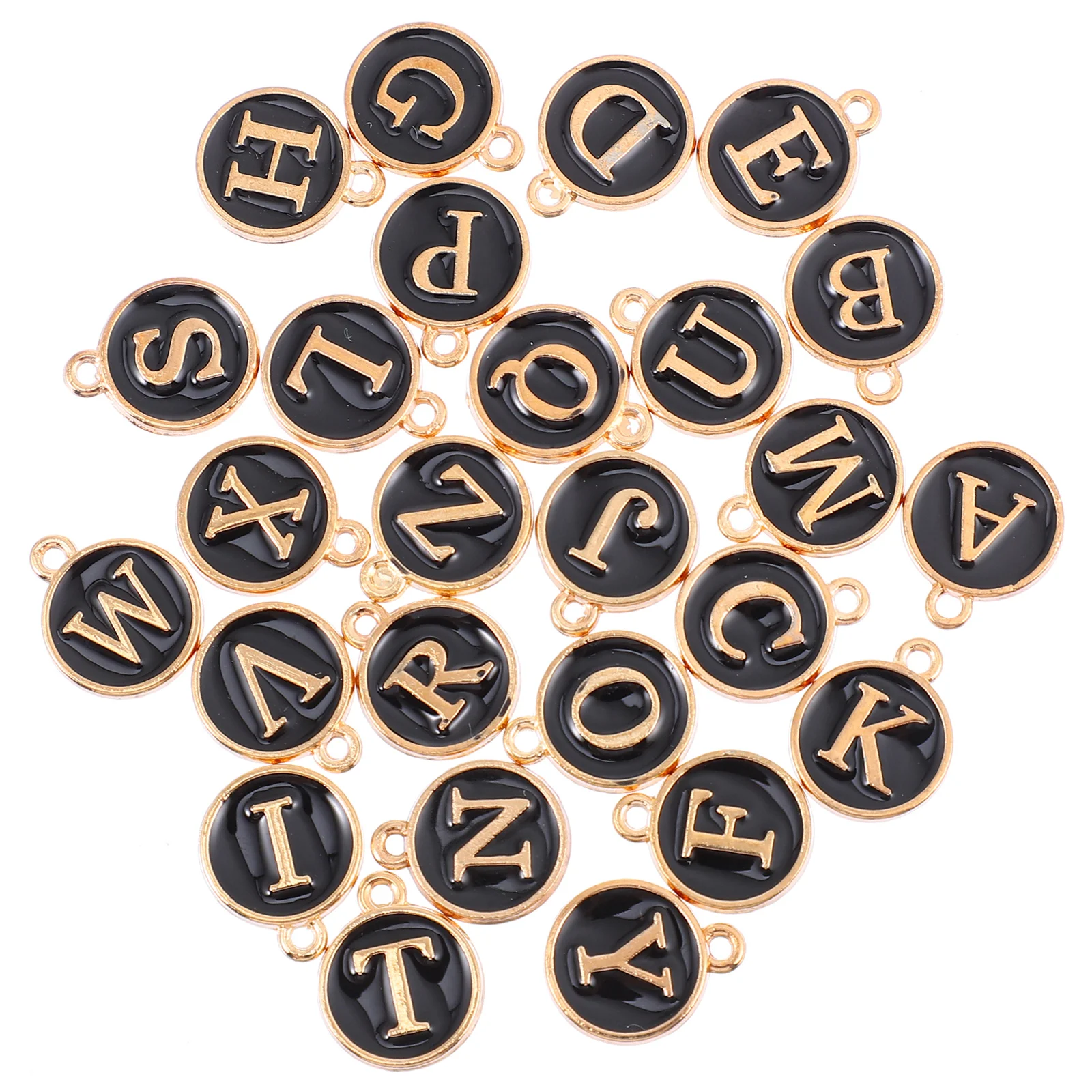 Handmade Necklaces English Alphabet Pendant Decor Letter Design DIY Accessory Jewelry Pendants Black Charms