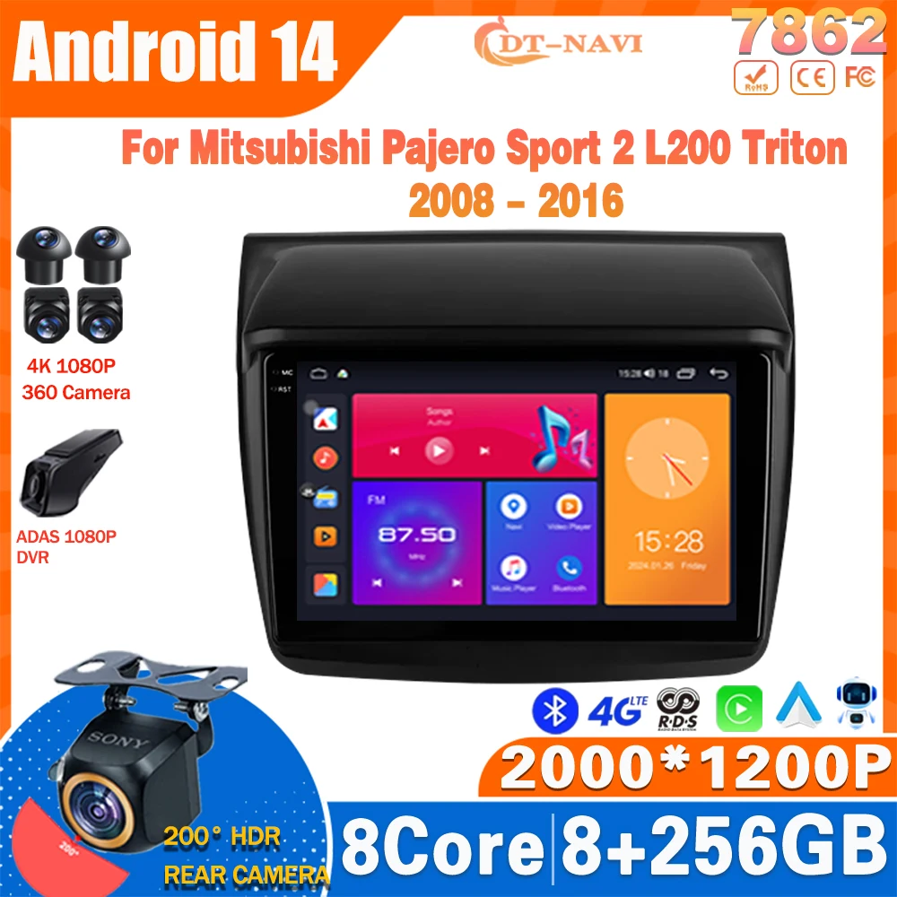 

Android14 Car Radio For Mitsubishi Pajero Sport 2 L200 Triton 2008 - 2016 Multimedia Video Player GPS Carplay Stereo NO 2Din DVD