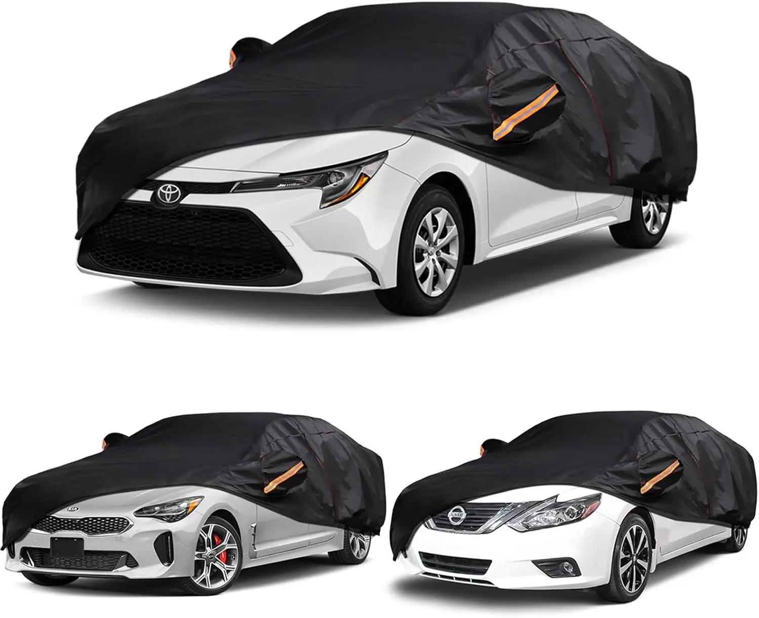 

Custom Fit Car Cover for Toyota Camry, Kia Stinger, Nissan Altima - 6 Layer Waterproof All Weather Protection