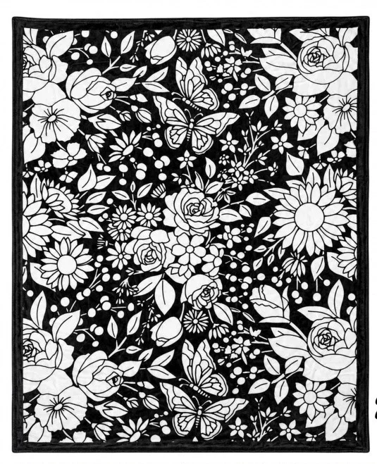 Monochrome Mushroom Flower Blanket Pinecone Botanical Doodle DIY blanket Lightweight Couch Cover Gift