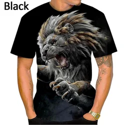 2022 Summer Fashion Men's 3D Printed Harajuku Animal Lion Cool T-Shirt Casual Crew Neck Unisex Tops