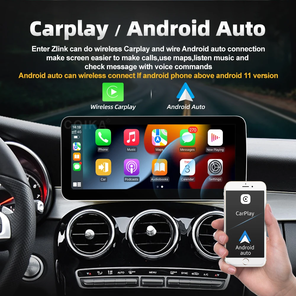 Snapdragon 12.3 ''GLC Android CarPlay สำหรับ Mercedes Benz C200 C260 C300 W205 W446 X253 V260แอนดรอยด์ออโต้4G CarPlay