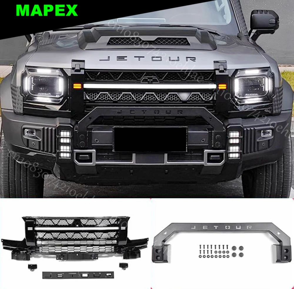 

Fit for JETOUR Traveler T2 2023-2024 Car Front Bumper Grille Upgrade ABS Black Grille Car Exterior Modification Accessories