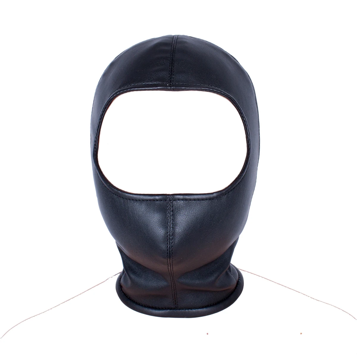 Unisex Open Eyes Leather Head Hood with Zipper Sexy Fetish Tight Fitting Mask for Cosplay Party Role Games Hallow's Day Costumes